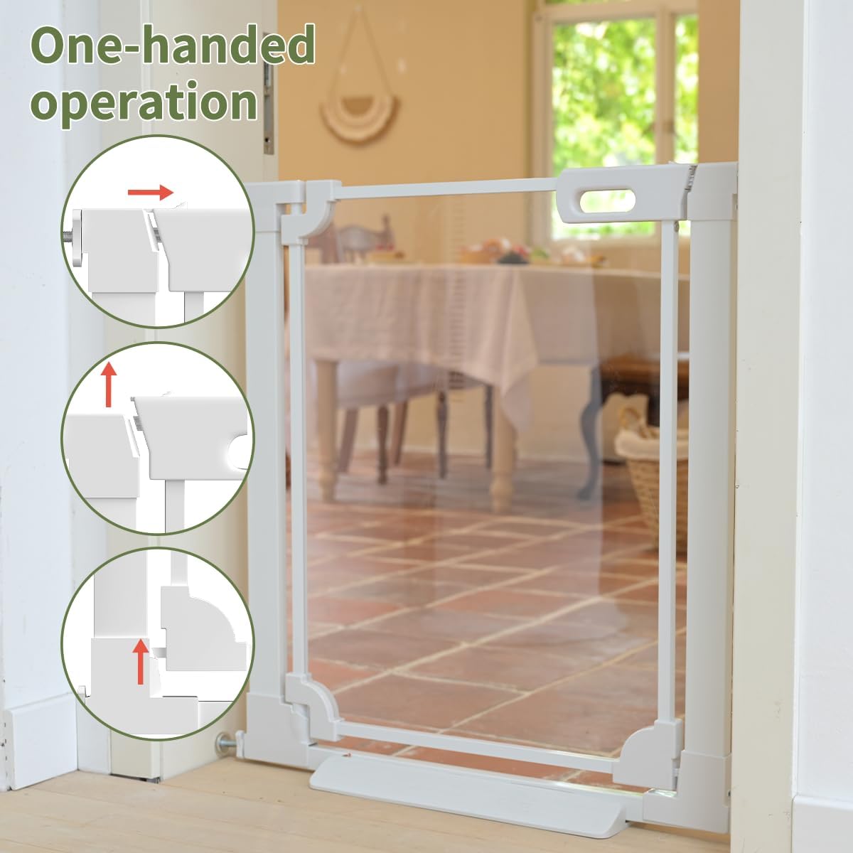 Clear Baby Safety Gate for Stairs,29-48 Wide, 30 Tall Pressure Mounted Acrylic Pet Gate, Easy Walk Through Auto Close Child Gate for Doorways and House,29.52-47.24